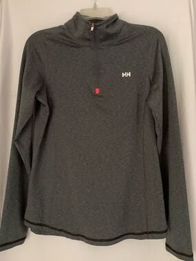 Helly Hansen 'Aspire Flex' gray quarter zip long sleeve pullover top